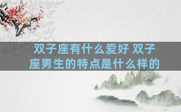 双子座有什么爱好 双子座男生的特点是什么样的